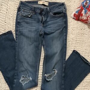 Hollister Women's Bootcut Distressed Blue Jeans